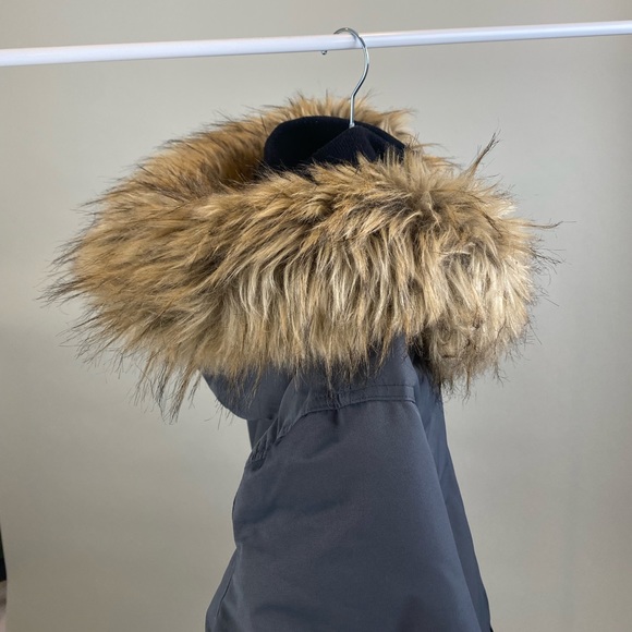 Point Zero High Neck Graphite Winter Jacket with Hooded Faux Fur Trim - Picture 2 of 14